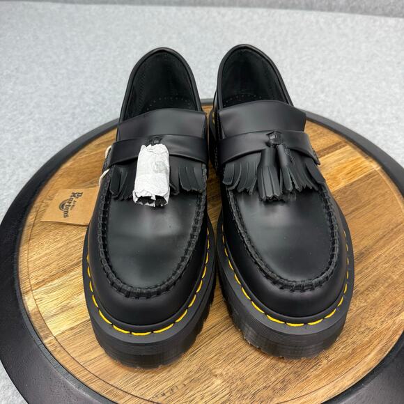 Dr Martens Adrian Quad Loafers Women's Size 8 Black Leather Tassel Platform - Picture 2 of 7